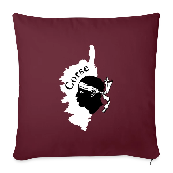 Tête de Maure Corse Texte sur Housse de coussin décorative 45 x 45 cm