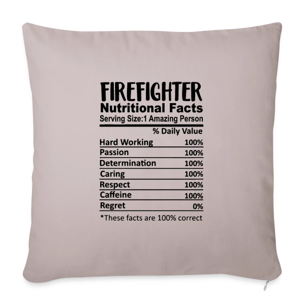 Valeurs Nutritionnelles Pompier sur Housse de coussin décorative 45 x 45 cm