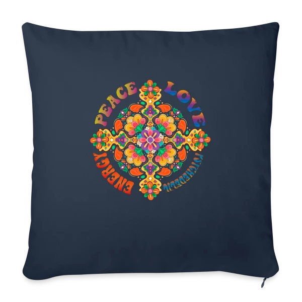 Mandala Psychédélique Peace Love sur Housse de coussin décorative 45 x 45 cm