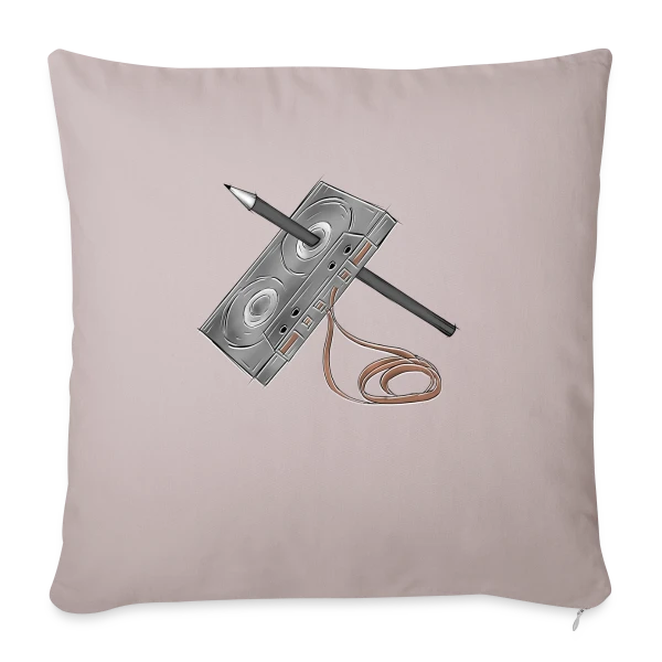 Cassette et Crayon Esquisse sur Housse de coussin décorative 45 x 45 cm
