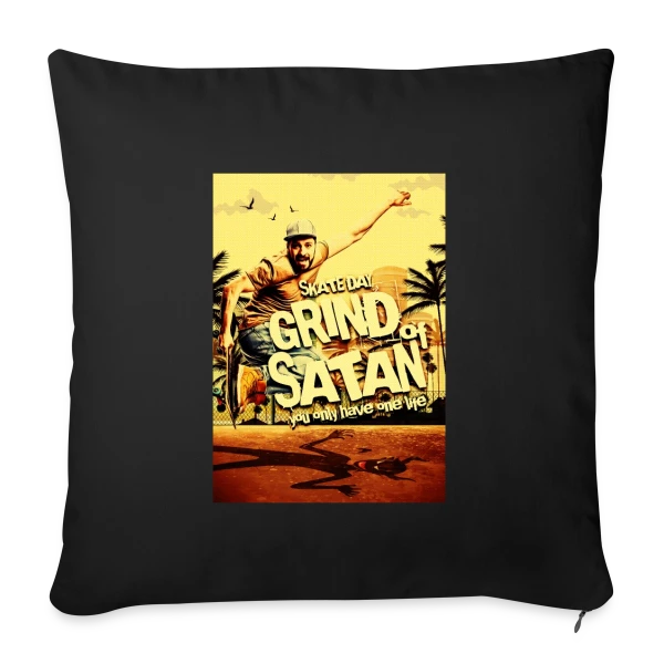 Skate Satanique Vintage & Humour sur Housse de coussin décorative 45 x 45 cm