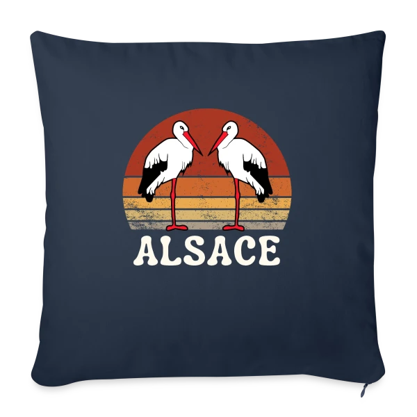 Cigognes Alsace Rétro Sunset sur Housse de coussin décorative 45 x 45 cm