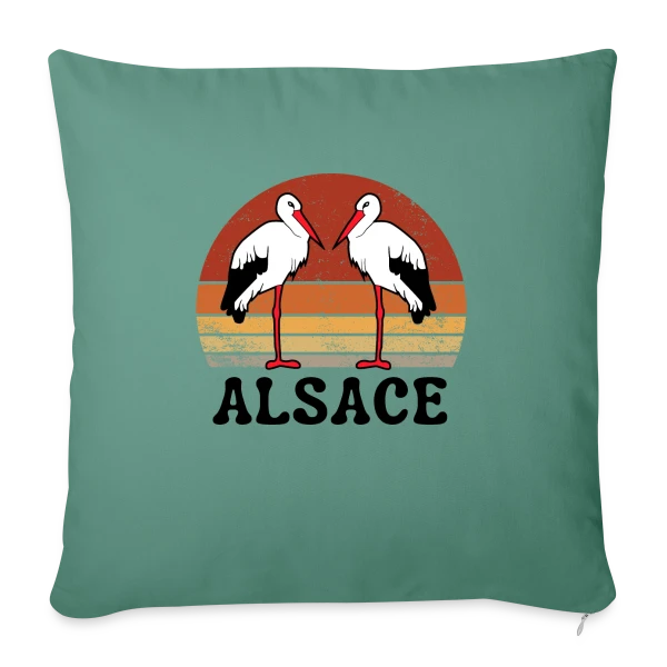 Cigognes Alsace Rétro Sunset sur Housse de coussin décorative 45 x 45 cm