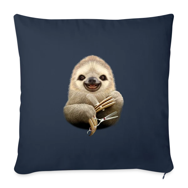 Paresseux Barbier : La Précision Lente sur Housse de coussin décorative 45 x 45 cm