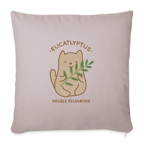Eucalypchat : Douceur Féline et Eucalyptus sur Housse de coussin décorative 45 x 45 cm