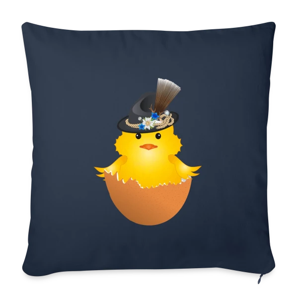 Adorable Poussin Bavarois en Costume Traditionnel sur Housse de coussin décorative 45 x 45 cm