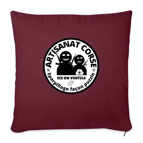 Artisanat Corse Humour Noir sur Housse de coussin décorative 45 x 45 cm