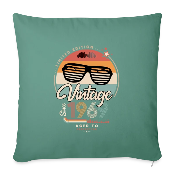 Vintage Depuis 1969 : L'Année Légendaire sur Housse de coussin décorative 45 x 45 cm