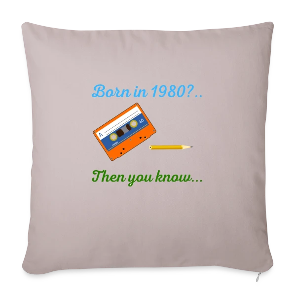Né en 1980 Cassette sur Housse de coussin décorative 45 x 45 cm