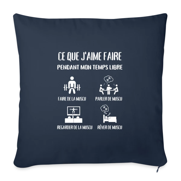 Temps Libre = Muscu ! Humour Musculation Homme sur Housse de coussin décorative 45 x 45 cm