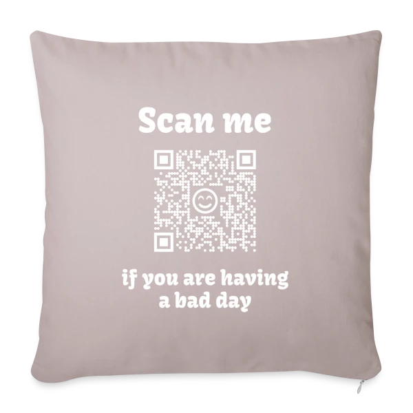 QR Code Message Doux : Raison de Sourire sur Housse de coussin décorative 45 x 45 cm