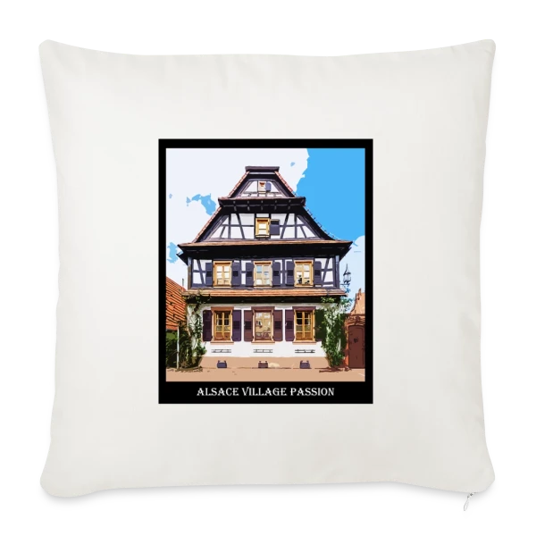 Maison Alsacienne Typique sur Housse de coussin décorative 45 x 45 cm