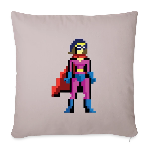 Super-Héroïne Pixel Anna sur Housse de coussin décorative 45 x 45 cm