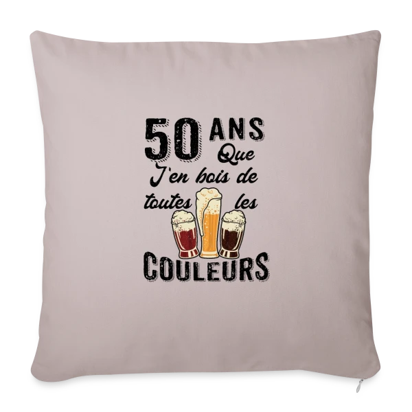 50 Ans Toutes les Couleurs de Bière sur Housse de coussin décorative 45 x 45 cm