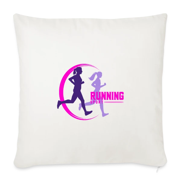 Running : Deux Filles en Pleine Course sur Housse de coussin décorative 45 x 45 cm