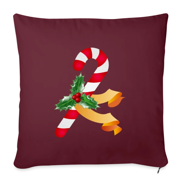 Sucre d'Orge et Houx pour la Période des Fêtes sur Housse de coussin décorative 45 x 45 cm