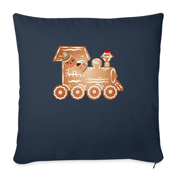 Bonhomme en Pain d'Épices Conducteur de Train de Noël sur Housse de coussin décorative 45 x 45 cm
