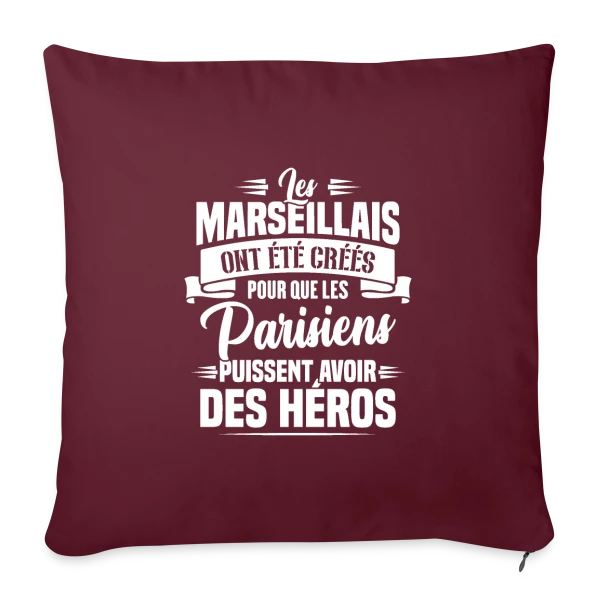 Rivalité Marseille-Paris Humour sur Housse de coussin décorative 45 x 45 cm