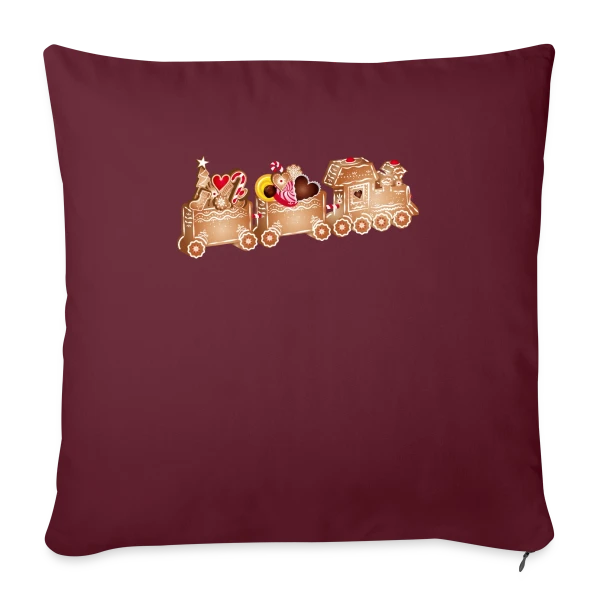 Adorable Train de Pain d'Épices 3D pour Noël sur Housse de coussin décorative 45 x 45 cm