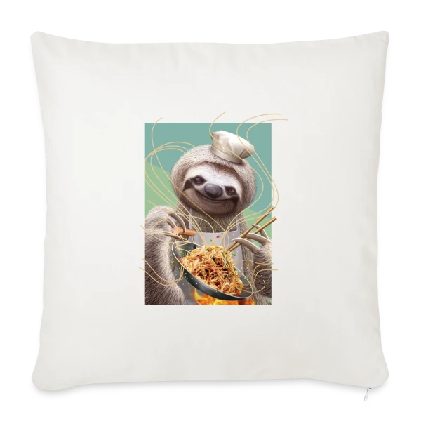 Le Paresseux Chef des Nouilles Sautées sur Housse de coussin décorative 45 x 45 cm