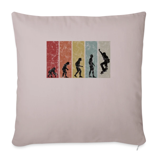 Évolution Rétro Skateboarder sur Housse de coussin décorative 45 x 45 cm