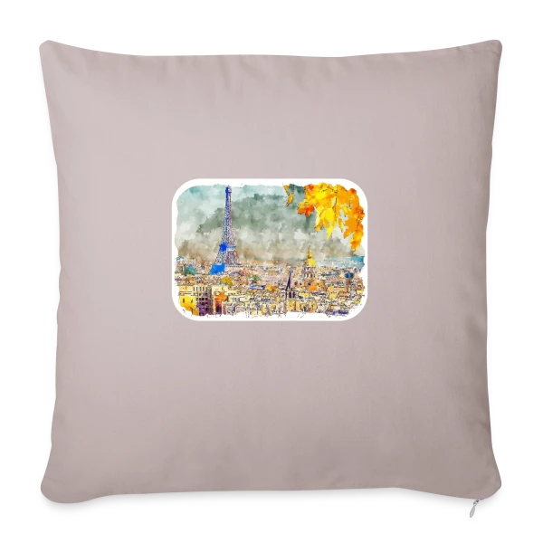 Paris Aquarelle Automnale sur Housse de coussin décorative 45 x 45 cm