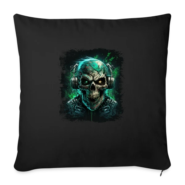 Zombie Métalleux au Casque Audio sur Housse de coussin décorative 45 x 45 cm
