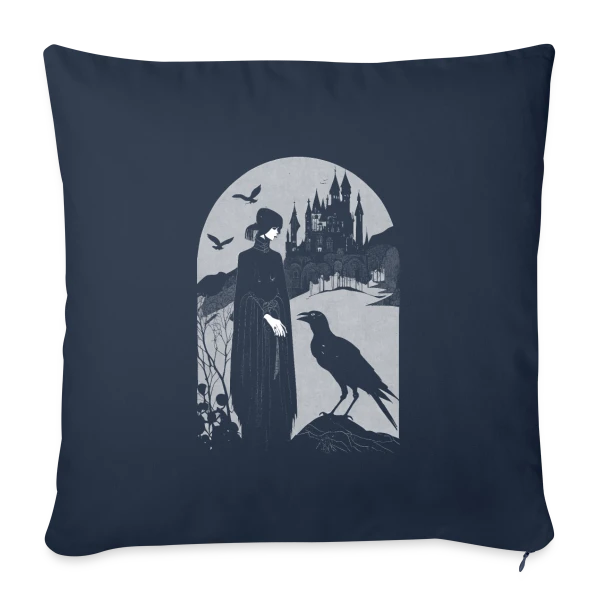 Corbeau et Château Gothique Mystérieux sur Housse de coussin décorative 45 x 45 cm