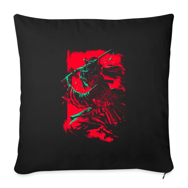 Fille Samurai Anime au Katana sur Housse de coussin décorative 45 x 45 cm