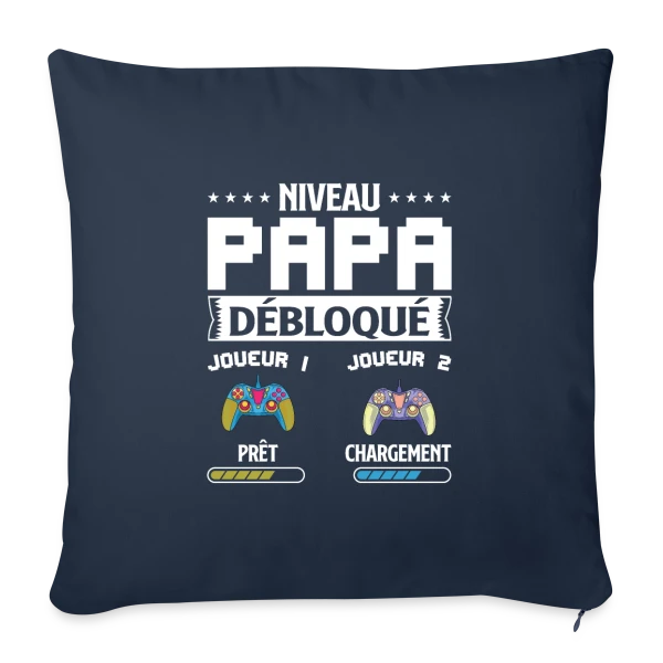 Niveau Papa Débloqué : T-shirt Futur Papa Gamer sur Housse de coussin décorative 45 x 45 cm