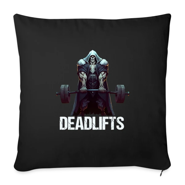 Squelette Ironique : Deadlifts et Fitness Rigolo sur Housse de coussin décorative 45 x 45 cm