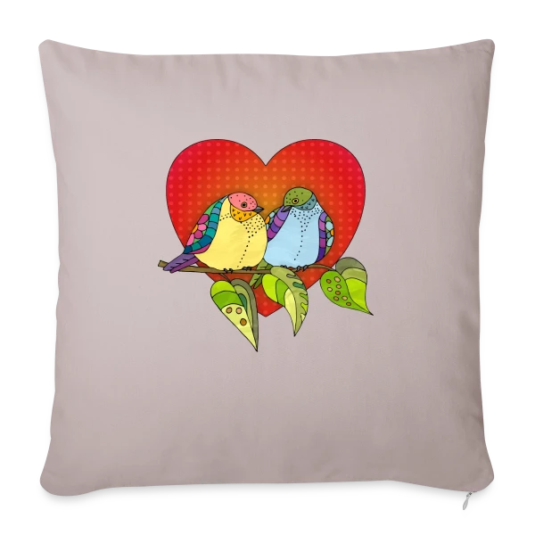 Oiseaux Amoureux Cœur sur Housse de coussin décorative 45 x 45 cm