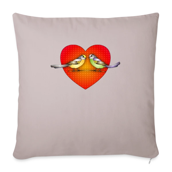 Oiseaux Amoureux Cœur sur Housse de coussin décorative 45 x 45 cm