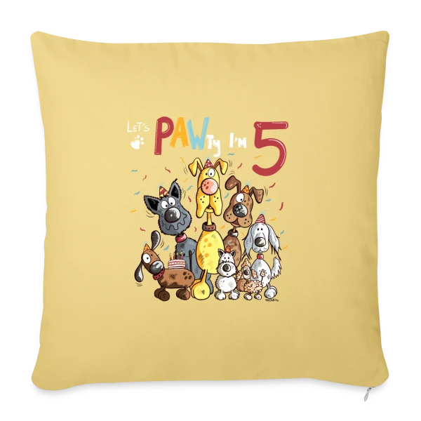 5 ans, Ma Fête Canine sur Housse de coussin décorative 45 x 45 cm