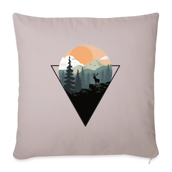 Paysage Montagne Cerf Géométrique sur Housse de coussin décorative 45 x 45 cm