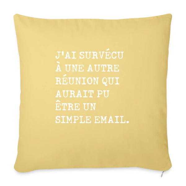 Humour Réunion : J'ai survécu sur Housse de coussin décorative 45 x 45 cm