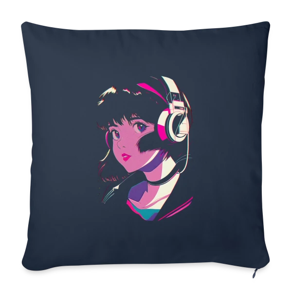 Fille Anime Esthétique Lo-Fi J-Pop sur Housse de coussin décorative 45 x 45 cm