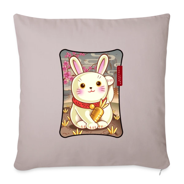 Lapin de la Chance Zen sur Housse de coussin décorative 45 x 45 cm