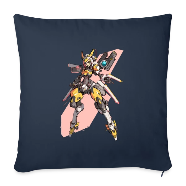 Fille Cyborg Mecha Anime Rétro 90s sur Housse de coussin décorative 45 x 45 cm