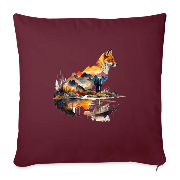 Renard Paysage Montagneux sur Housse de coussin décorative 45 x 45 cm