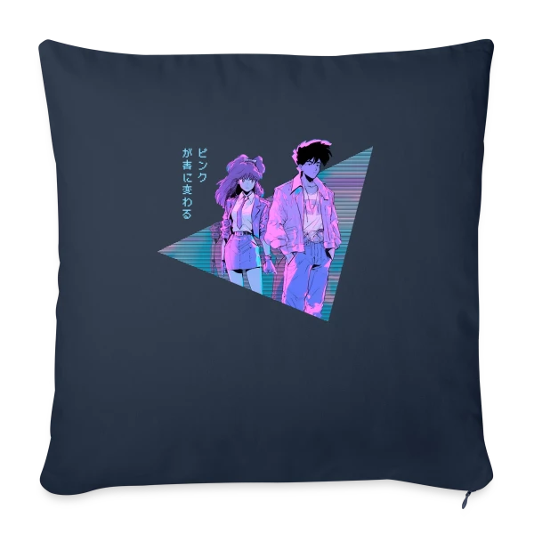 Couple Anime Vaporwave Mélancolie Esthétique sur Housse de coussin décorative 45 x 45 cm