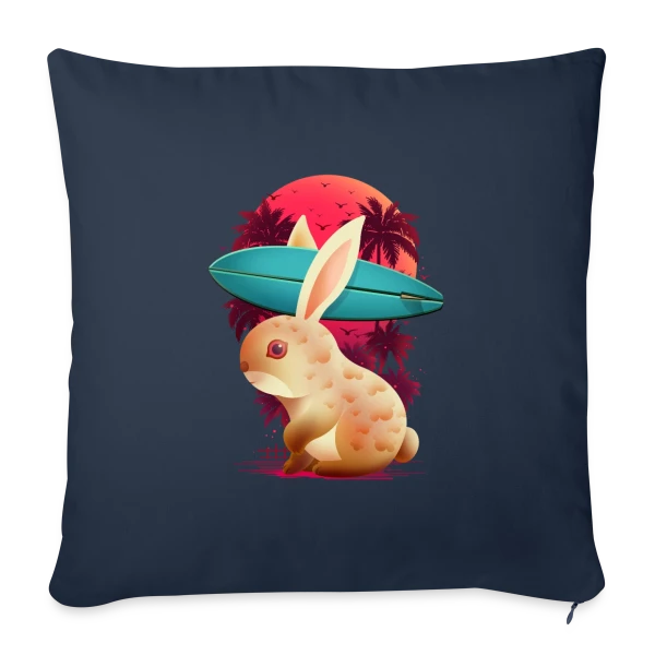 Lapin Surfeur Estival sur Housse de coussin décorative 45 x 45 cm