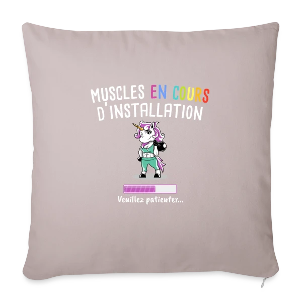 Muscles en Cours : Licorne Fitness Humour - Cadeau Sportif sur Housse de coussin décorative 45 x 45 cm