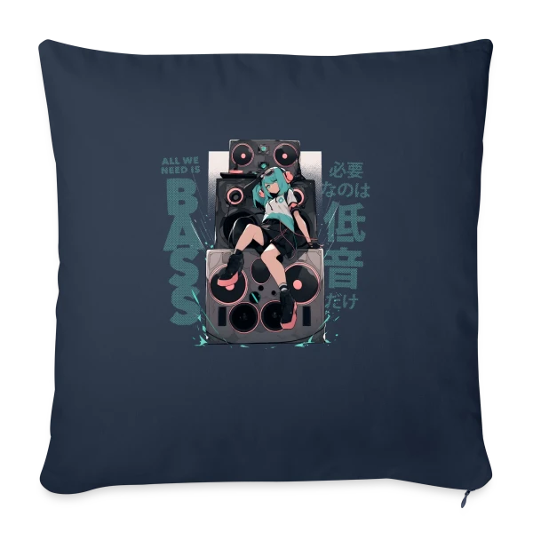 Fille Anime et Tour de Haut-parleurs - All We Need is Bass sur Housse de coussin décorative 45 x 45 cm