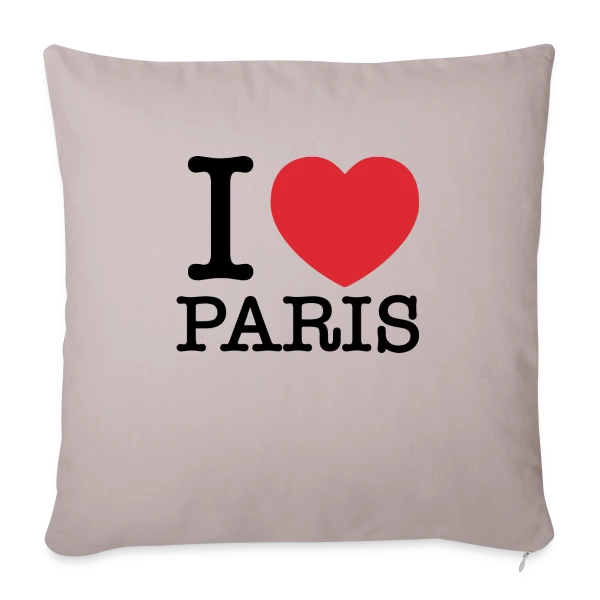 J'aime Paris Cœur Rouge sur Housse de coussin décorative 45 x 45 cm