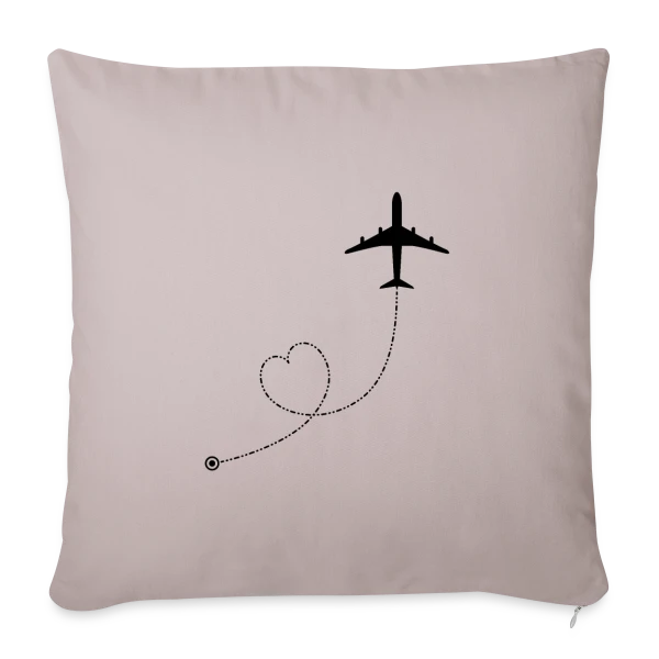 Avion Route Cœur sur Housse de coussin décorative 45 x 45 cm