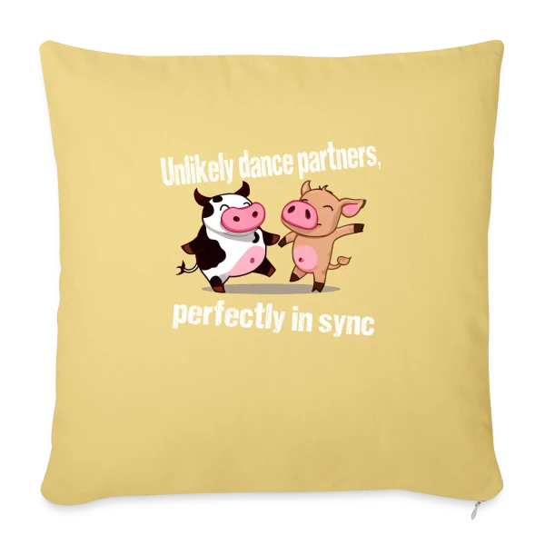 Vache et Cochon Danseurs sur Housse de coussin décorative 45 x 45 cm