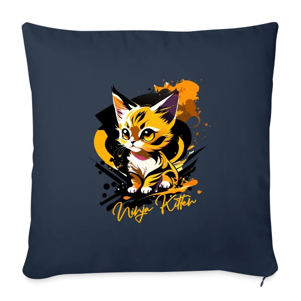 Chaton Ninja Urbain sur Housse de coussin décorative 45 x 45 cm