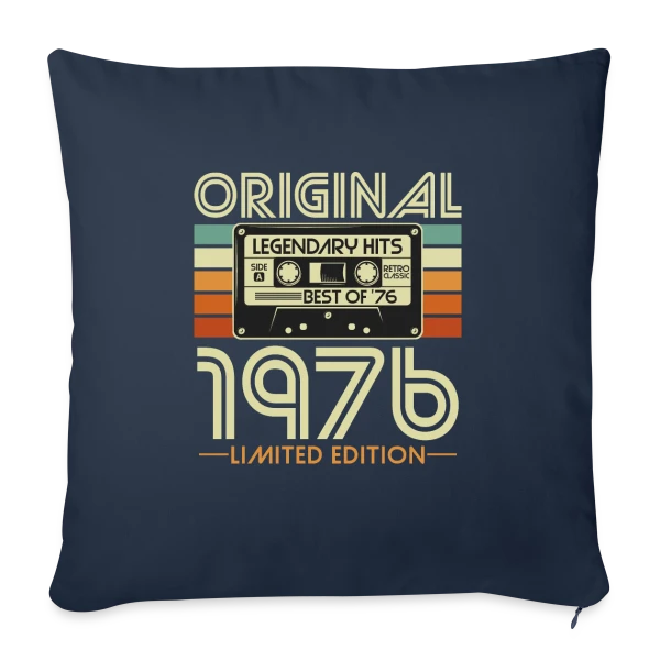 Cassette Rétro 1976 Légendaire sur Housse de coussin décorative 45 x 45 cm
