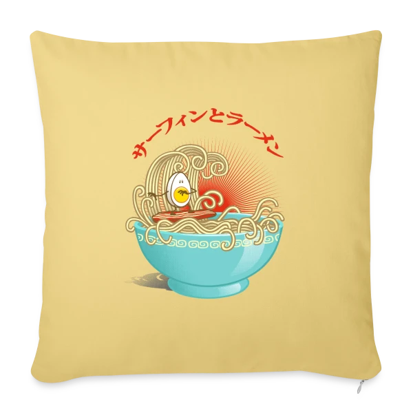 Surf & Ramens : L'Œuf glisse dans le bol sur Housse de coussin décorative 45 x 45 cm